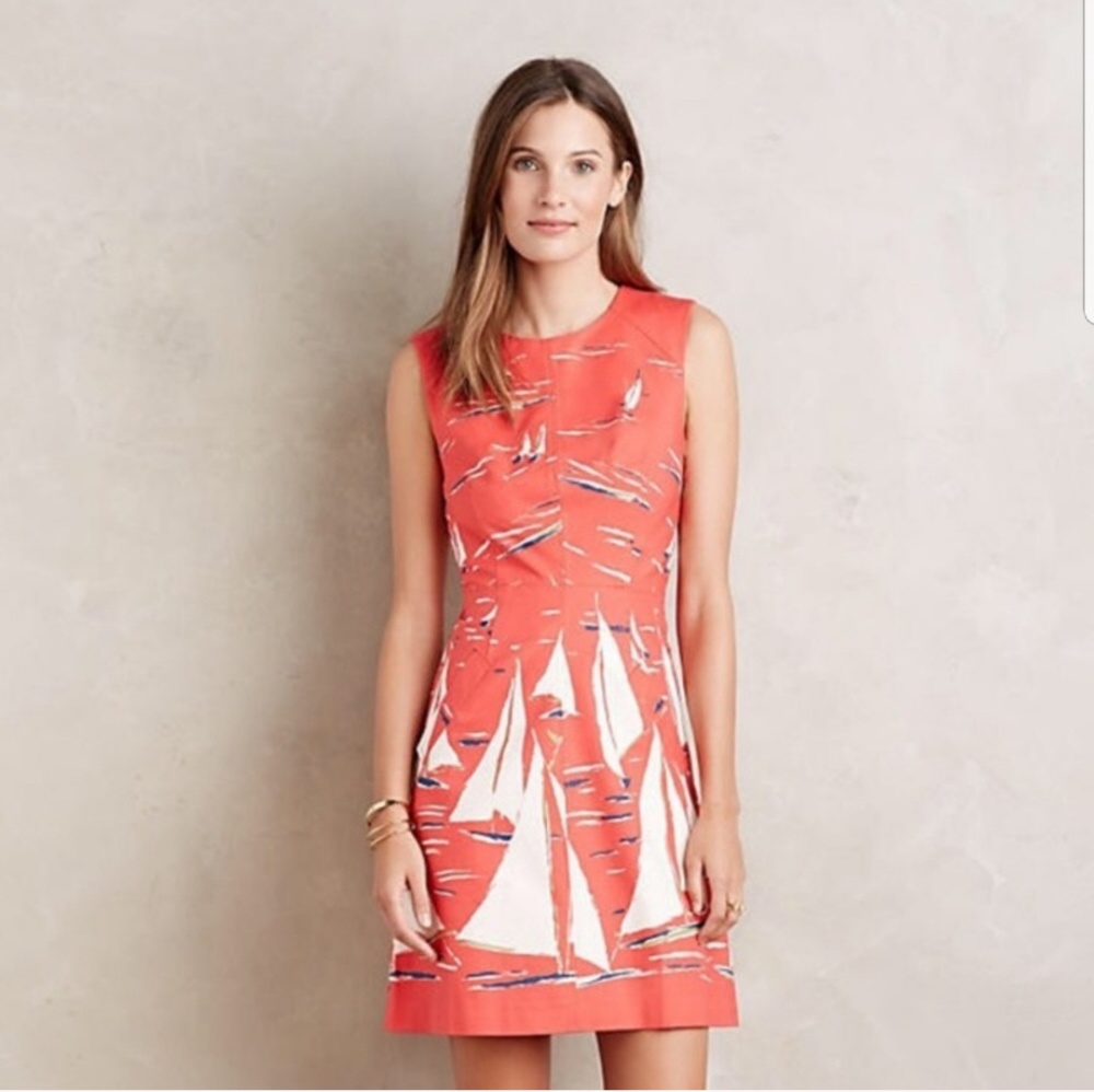 Anthropology Maeve Berlu Poplin Sailboat Dress